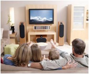 family watching tv